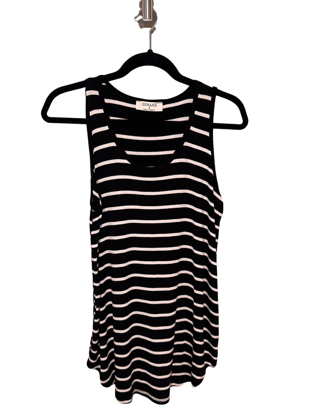 Zenana Outfitters Black White Stripe Sleeveless Tank Top | Casual Summer Relaxed